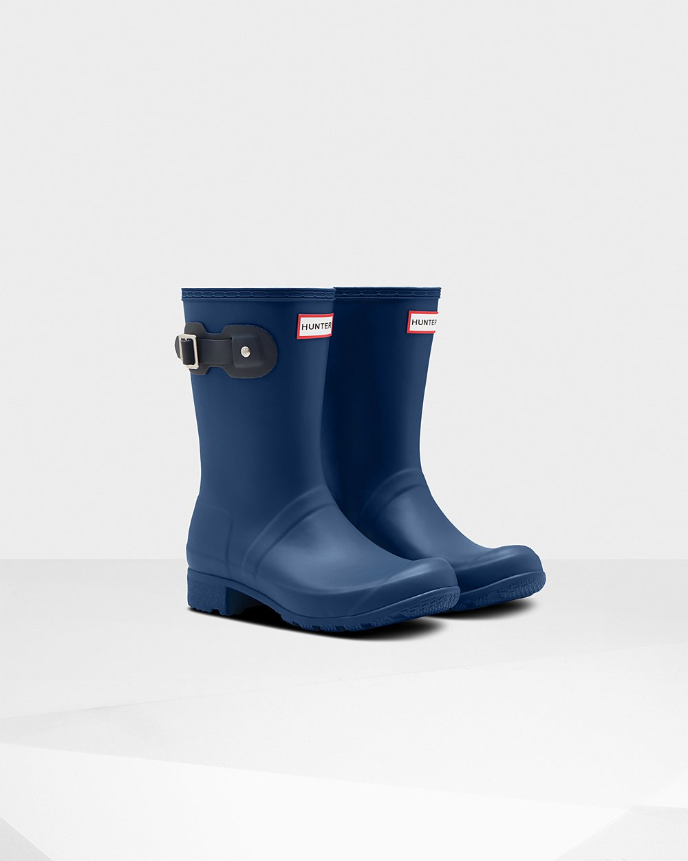 Womens Short Rain Boots - Hunter Original Tour Foldable (09NGZOFTC) - Navy